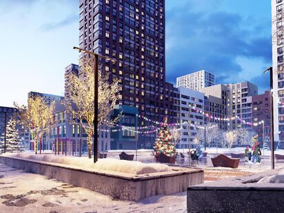 Благоустроенная прилегающая территория ЖК «Сиреневый парк»|Новострой-М