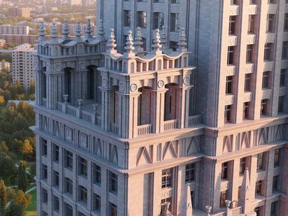 Весь дом состоит из 80 тысяч индивидуальных деталей, которые производятся на заводах научно-индустриального технопарка «КРОСТ». ЖК «Высотка на Жукова»|Новострой-М