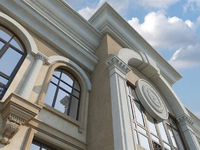 Комбинация элементов ампира, эклектики и арт-деко в оформлении фасадов ЖК «Династия»|Новострой-М