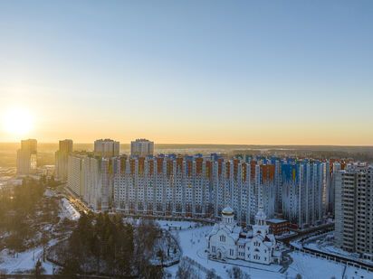 Общий вид комплекса. Аэрофотосъемка от 07.12.2022 г. ЖК «Первый Зеленоградский»|Новострой-М