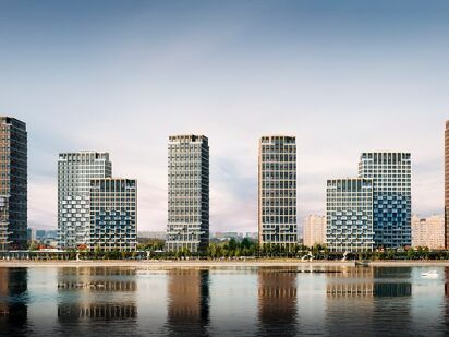 Речная панорама для всех башен. ЖК Portland. Дом на берегу|Новострой-М