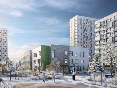 Жилой комплекс находится недалеко от большого лесопарка, в 25 минутах ходьбы расположена железнодорожная платформа «Строитель». ЖК «Мытищи Парк»|Новострой-М