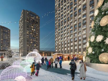 Двор в зимнее время ЖК «Вязёмы Парк»|Новострой-М