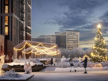 Комплекс в зимнее время года. Жилой квартал «Прокшино»|Новострой-М