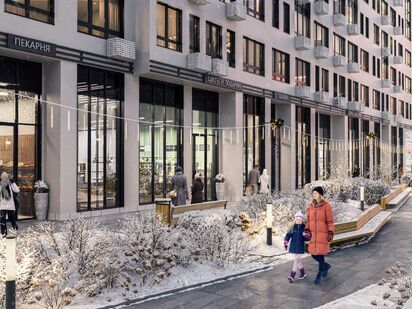 Комплекс в зимнее время года. ЖК «Дзен-кварталы»|Новострой-М