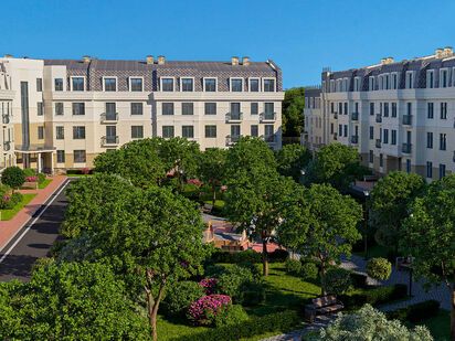 Проект представляет собой 14-секционный монолитный дом с четырьмя этажами, один из которых мансардный. ЖК «Грибовский лес»|Новострой-М