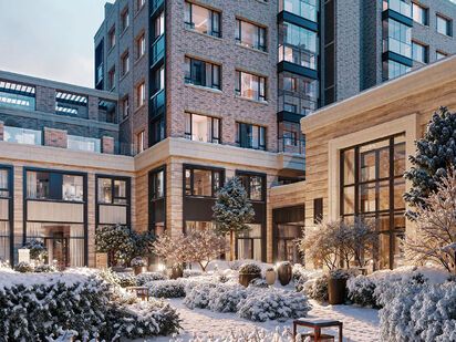 Двор в зимнее время ЖК «ДОМ А»|Новострой-М