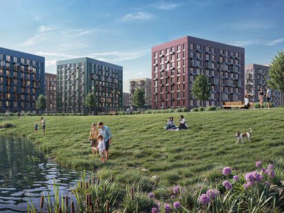 Прогулочные дорожки плавно переходят в центральный бульвар, где находятся фонтаны, кофейни, летний кинотеатр и другие места для досуга. ЖК «Новое Внуково»|Новострой-М