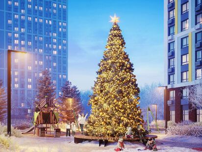 Вид зимой ЖК «Лучи»|Новострой-М