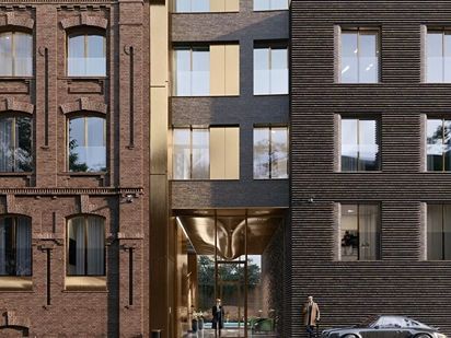 Фасад здания отделан клинкерным кирпичом ЖК «Тессинский, 1»|Новострой-М