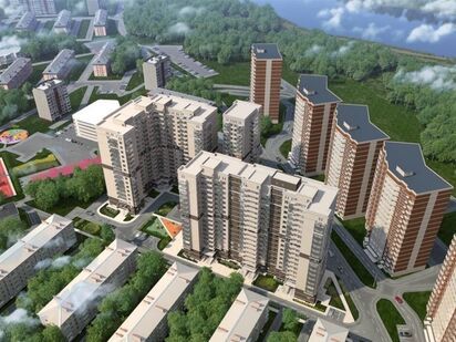 Вид сверху на ЖК «Высокий берег». ЖК «Высокий берег»|Новострой-М