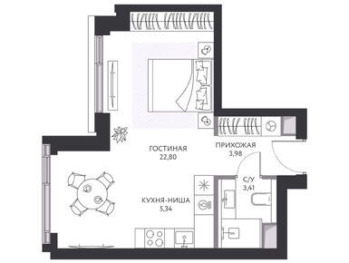 Планировки студии в ЖК hide (хайд)