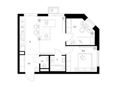 Планировки двухкомнатные в Кавказский бульвар 51