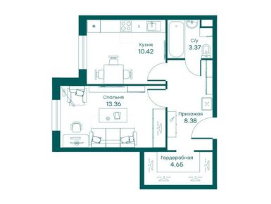 1-комнатные 40.10 кв.м, ЖК «Равновесие», 6 929 280 руб.