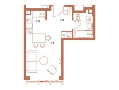 Планировки студии в ЖК Symphony 34 (Симфония 34)