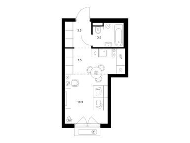 Студия 24.60 кв.м, Мичуринский парк, 15 119 160 руб.