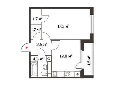 1-комнатная 41.90 кв.м, Миниполис «Восемь Кленов», 12 826 506 руб.