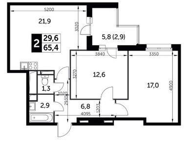 2-комнатная 65.40 кв.м, ЖК «Настроение», 22 890 000 руб.