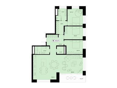 Планировки трехкомнатные в Woods (Вудс)