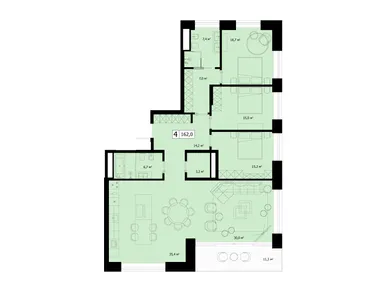 3-комнатная 162.00 кв.м, Клубный дом Woods (Вудс), 226 520 000 руб.