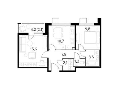 Планировки двухкомнатные в ЖК «1-й Лермонтовский»