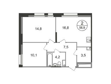 Планировки двухкомнатные в Город-парк «Первый Московский»