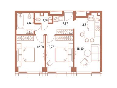 Планировки двухкомнатные в ЖК Symphony 34 (Симфония 34)