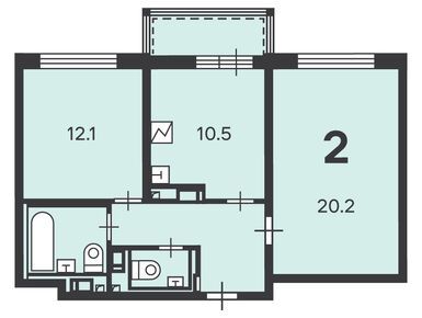 Планировки двухкомнатные в Жилой дом «Ленская ул., д. 8»