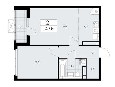 Планировки двухкомнатные в Жилой квартал «Прокшино»