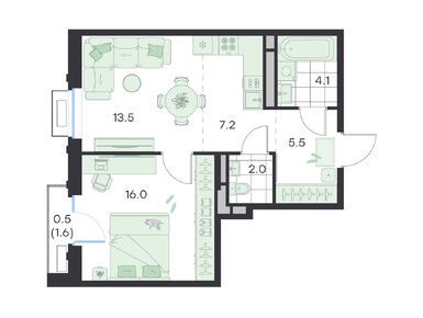 Планировки двухкомнатные в ЖК «G3 Михалевич»