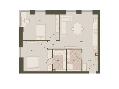 Планировки трехкомнатные в ЖК Eniteo (Энитео)