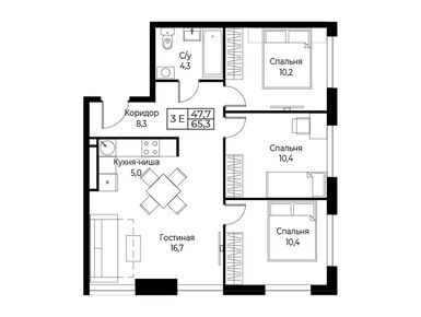 Планировки 3-к. апартаменты в AIST RESIDENCE (Аист Резиденс)