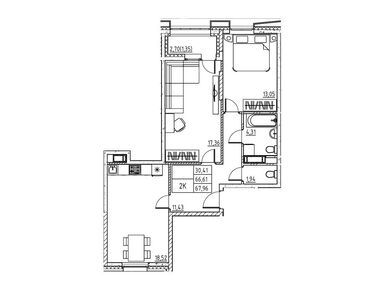 Планировки двухкомнатные в ЖК BRUNO (Бруно)