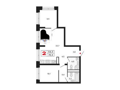 2-комнатная 64.30 кв.м, ЖК «Бестселлер», 24 663 551 руб.