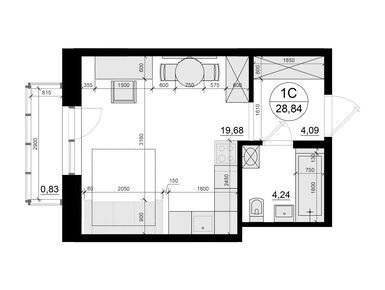 Планировки однокомнатные в Семейный Дом «Олива»