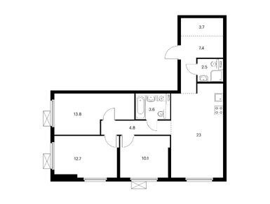 Планировки трехкомнатные в Сигнальный 16