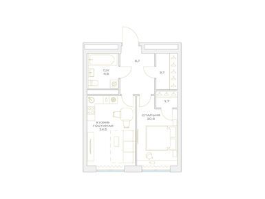 1-комнатная 41.80 кв.м, ЖК «Детали», 13 145 222 руб.