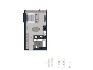 Планировки 1-к. апартаменты в Neva Towers (Нева Тауэрс)