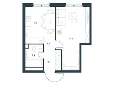 1-комнатная 38.50 кв.м, Level Нижегородская, 20 668 853 руб.