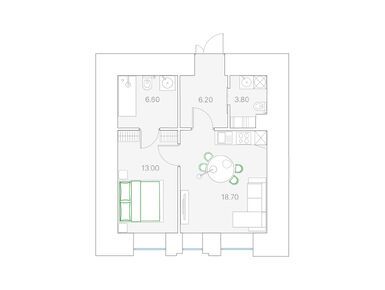 1-комнатная 48.00 кв.м, Клубный дом Duo (Дуо), 118 335 000 руб.