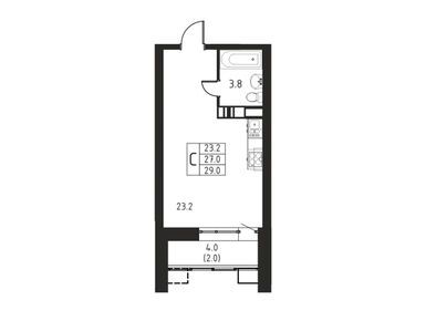 1-комнатная 29.00 кв.м, ЖК «Космос» (Домодедово), 5 307 000 руб.