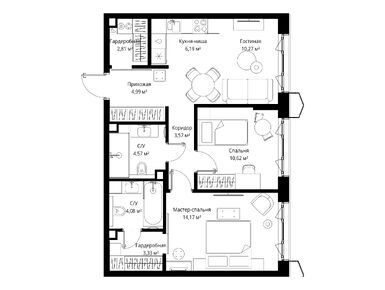 Планировки двухкомнатные в ЖК «Мыс»