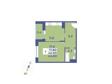 1-комнатная 44.60 кв.м, ЖК «Эдельвейс» (Первомайское), 7 002 200 руб.