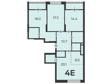 Планировки четырехкомнатные в Жилой дом «Клинская ул., д. 2А, к. 7»