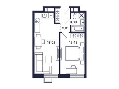 Планировки однокомнатные в ЖК «Тетрис»