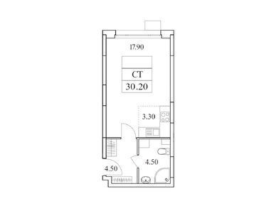 Планировки студии в ЖК «Облака 2.0»