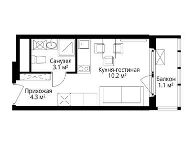 Планировки студии в ЖК «У реки. Эко Видное 2.0»