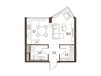 1-комнатная 38.10 кв.м, ЖК HIGH LIFE (Хай Лайф), 39 063 472 руб.