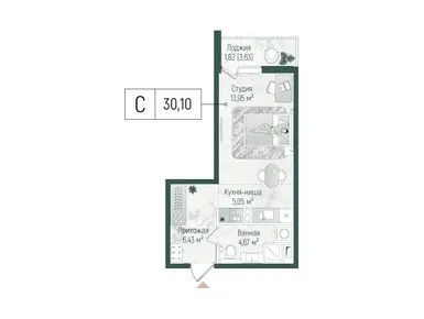 Студия 31.92 кв.м, ЖК Riga Hills (Рига Хиллс), 9 712 751 руб.