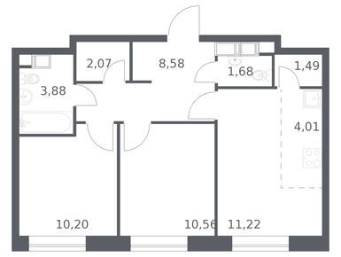 Планировки двухкомнатные в ЖК «Цветочные поляны»